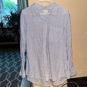 Striped Long- Sleeve Button Up